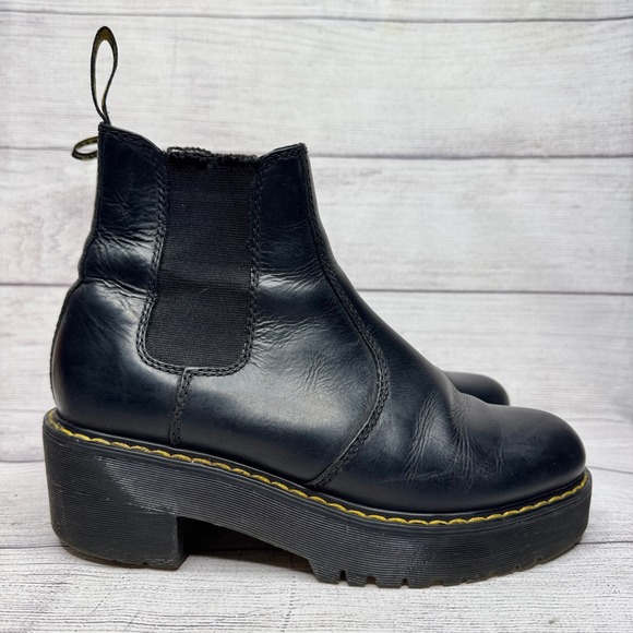 Dr Martens Powetty Leather Chelsea Platform size 7 Ankle Boots Womens Black - Picture 1 of 5